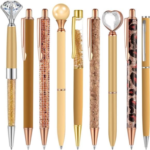 Ballpoint Pens Set Crystal Diamond Pen Gift for Birthdays, Women Gold present - Picture 1 of 7